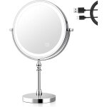 8 pouces miroir grossissant lumineux, 3 couleurs miroir maquillage lumineux, 1x / 10x grossissement chargement ...