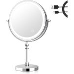 8 pouces miroir grossissant lumineux, 3 couleurs miroir maquillage lumineux, 1x / 10x grossissement chargement ...