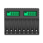 Ikodm - 8 slots chargeur piles rechargeable charge rapide pour aa aaa rechargeable avec port usb