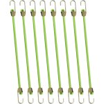 8 tendeurs �lastiques mini verts de 25 cm avec crochets, pour camping, transport et b�ches