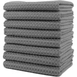 8 torchons de cuisine en microfibres ultra premium - main / vaisselle - tissu alv�ol� (gris, 34x73 cm) ...