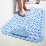 80 x 50 cm bleu tapis de douche antid�rapant avec ventouses, confortable massage, lavable en machine