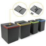 8259223 poubelles pour tiroir de cuisine recycle avec couvercle anti odeurs, hauteur 216mm, 2x12litres, ...