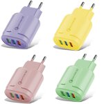 8pcs macaron colour usb charger 3usb charging head 5v2a charger 3 port adapter