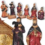 9 figurines pour la cr�che, cr�che de no�l, sainte famille, 9 pi�ces.