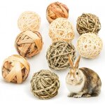 9 pi�ces jouets � m�cher pour petits animaux, balle en rotin, jeu d'activit� jouets, boules d'herbe � ...