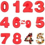 9 pices moule  gteau number, 3d en silicone numrique, moule number cake grand format 0 - 8 pour anniversai ...