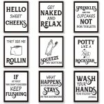 9 pièces salle de bain mur art décoration murale, drôle vintage signe affiches pour toilettes décor 9 pièces salle de bain mur art décoration murale, drôle vintage signe affiches pour toilettes décor