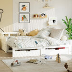 90 / 180 x 200 cm canape lit avec lit gigogne, avec tiroirs et sommier � lattes, canap� lit 2 places ...