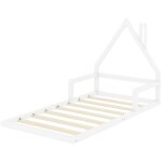 Gutent - 90x200 cm lit bb, lit plat, forme de la maison, bois de pin solide, forme simple - blanc