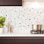 99dco - 2 bandeaux xl de crdence adhsifs pour cuisine - terrazzo dolce multicolore - aluminium - 2x(120x45 ...