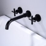 Aafgvc - mitigeur de lavabo robinet de salle de bain mural noir mat mitigeur de lavabo en laiton à double ... Aafgvc - mitigeur de lavabo robinet de salle de bain mural noir mat mitigeur de lavabo en laiton à double ...