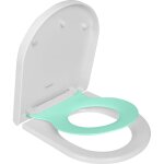 Abattant wc familial forme en d, lunette de toilette avec si�ge enfant magn�tique, frein de chute et ...
