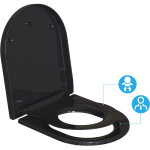 Abattant wc familial forme en d, lunette de toilette avec si�ge enfant magn�tique, frein de chute et ...