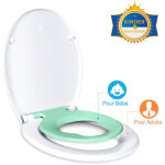 Abattant wc familial, lunette de toilette avec si�ge enfant magn�tique, frein de chute et charni�re r�glable, ...