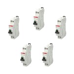 Abb - lot de 5 disjoncteurs ph + n raccordement vis 10a - 4, 5ka - courbe c