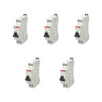 Abb - lot de 5 disjoncteurs ph + n raccordement vis 16a - 4, 5ka - courbe c