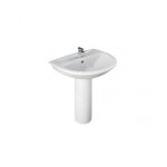 Abitare - lavabo ovale 65x51 cm en cramique blanc brillant - rak ceramics karla - avec colonne