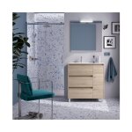 Abitare - meuble de salle de bain autoportant en bois naturel 85 cm avec vasque intgr - nova - standard ...