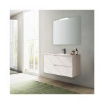 Abitare - meuble de salle de bain suspendu 100 cm en bois blanc satin avec vasque intgre - vanda - ...