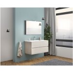 Abitare - meuble de salle de bain suspendu 100 cm en bois de chne gris avec vasque et miroir - empoli ...