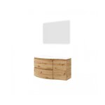 Abitare - meuble de salle de bain suspendu 105 cm en bois de ch�ne dor� avec vasque - arona - standard ...