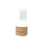 Abitare - meuble de salle de bain suspendu 70 cm en bois de chne dor avec vasque - arona - standard ...