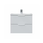 Abitare - meuble de salle de bain suspendu 60 cm 2 tiroirs blanc brillant avec lavabo encastré - con ... Abitare - meuble de salle de bain suspendu 60 cm 2 tiroirs blanc brillant avec lavabo encastré - con ...
