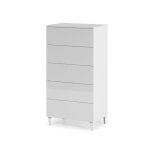 Abitare - chiffonnier 61x40x117 cm avec 5 tiroirs, blanc brillant ? palmi