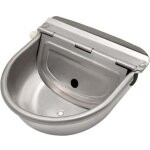 Abreuvoir � eau en acier inoxydable avec bouchon de vidange et valve � flotteur r�glable pour cheval, ...