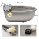 Abreuvoir � eau en acier inoxydable avec bouchon de vidange et valve � flotteur r�glable pour cheval, ...