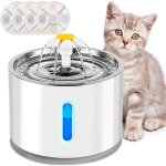 Abreuvoir led intelligent de 2, 4 l pour chats et petits chiens, abreuvoir silencieux pour chat, quadruple ...