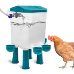 Abreuvoir poules automatique 7 litres avec pieds, 4 bols, flotteur filtr� contr�l�, tuyau en acier inoxydable ...