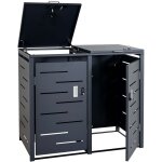 Abri pour 2 poubelles jusqu'� 120 l ? structure en acier anthracite 103x115x63 cm 040008224