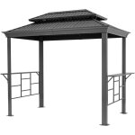 Toolport - abri barbecue 2, 8 x 1, 8 m avec toit en acier tanche rsistant aux uv, avec 2 supports latraux ...