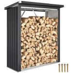 Abri - b�ches 150x66, 5x150 cm - support pour bois de chauffage avec plancher sur�lev� et toit inclin�, ...