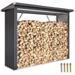 Abri - b�ches 213x66, 5x150 cm - support pour bois de chauffage avec plancher sur�lev� et toit inclin�, ...