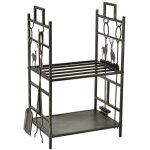 Abri à bûches et range bûches extérieur support - étagère fer doré 51, 5x33x77 cm avec accessoires cheminée ... Abri à bûches et range bûches extérieur support - étagère fer doré 51, 5x33x77 cm avec accessoires cheminée ...