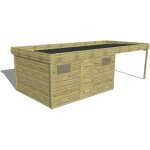 Abri fran�ais - abri de jardin bois pin autoclave 27mm - 7, 84x3, 44m / 27m2 - bac acier