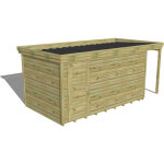 Abri fran�ais - abri de jardin bois pin autoclave 27mm - 5, 34x2, 64m / 14, 1m2 - bac acier - plancher ...