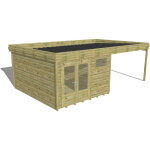 Abri fran�ais - abri de jardin bois pin autoclave 27mm - 6, 94x4, 34m / 30, 1m2 - bac acier - plancher ...