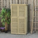 Abri de jardin 87 x 46, 5 x 160 cm avec toit en asphalte portes � persiennes �tag�res � 4 niveaux cadre ...