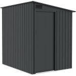 Abri de jardin adossable acier galvanis� 2. 91m� avec porte coulissante et kit d'ancrage anthracite - ...