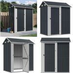 Abri de jardin anthracite 192x152, 5x237 cm acier galvanis - abri de jardin - abri mtallique - rangement ...