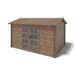 Altanka - abri de jardin en bois - 12m2 - 4x3m - traité - ep. 28mm - couleur: marron Altanka - abri de jardin en bois - 12m2 - 4x3m - traité - ep. 28mm - couleur: marron