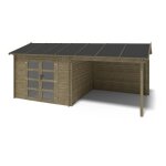 Altanka - abri de jardin en bois - 17, 40m2 - 5, 79x3m - traité - ep. 28mm - couleur: vert Altanka - abri de jardin en bois - 17, 40m2 - 5, 79x3m - traité - ep. 28mm - couleur: vert