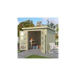 Abri de jardin en bois 4, 75m double porte et toit plat en feutre