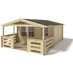 Altanka - abri de jardin en bois - 4x4 m + terrasse avec balustrade et avant - toit en bois - 24 m2