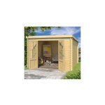 Abri de jardin en bois 6, 43 m2 double porte et toit plat en feutre Abri de jardin en bois 6, 43 m2 double porte et toit plat en feutre