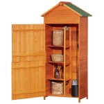 Abri de jardin en bois 84�52�188 cm ? 2 portes, armoire � outils, 3 �tag�res